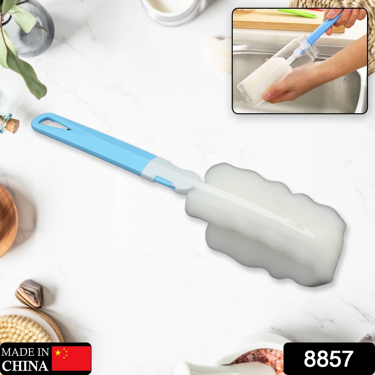 8857 Sponge Cleaning Brush Kitchen Tool Bottle Soft Brush for Dishes| Cleaning Brush Cleaner with Plastic Long Handle, Soft Dish Washing Foam Cleaning Brushes For Cups Mugs Kettles Wine Glasses and Baby Bottles (1 Pc) 8857 Sponge Cleaning Brush Kitchen Tool Bottle Soft Brush for Dishes| Cleaning Brush Cleaner with Plastic Long Handle, Soft Dish Washing Foam Cleaning Brushes For Cups Mugs Kettles Wine Glasses and Baby Bottles (1 Pc)